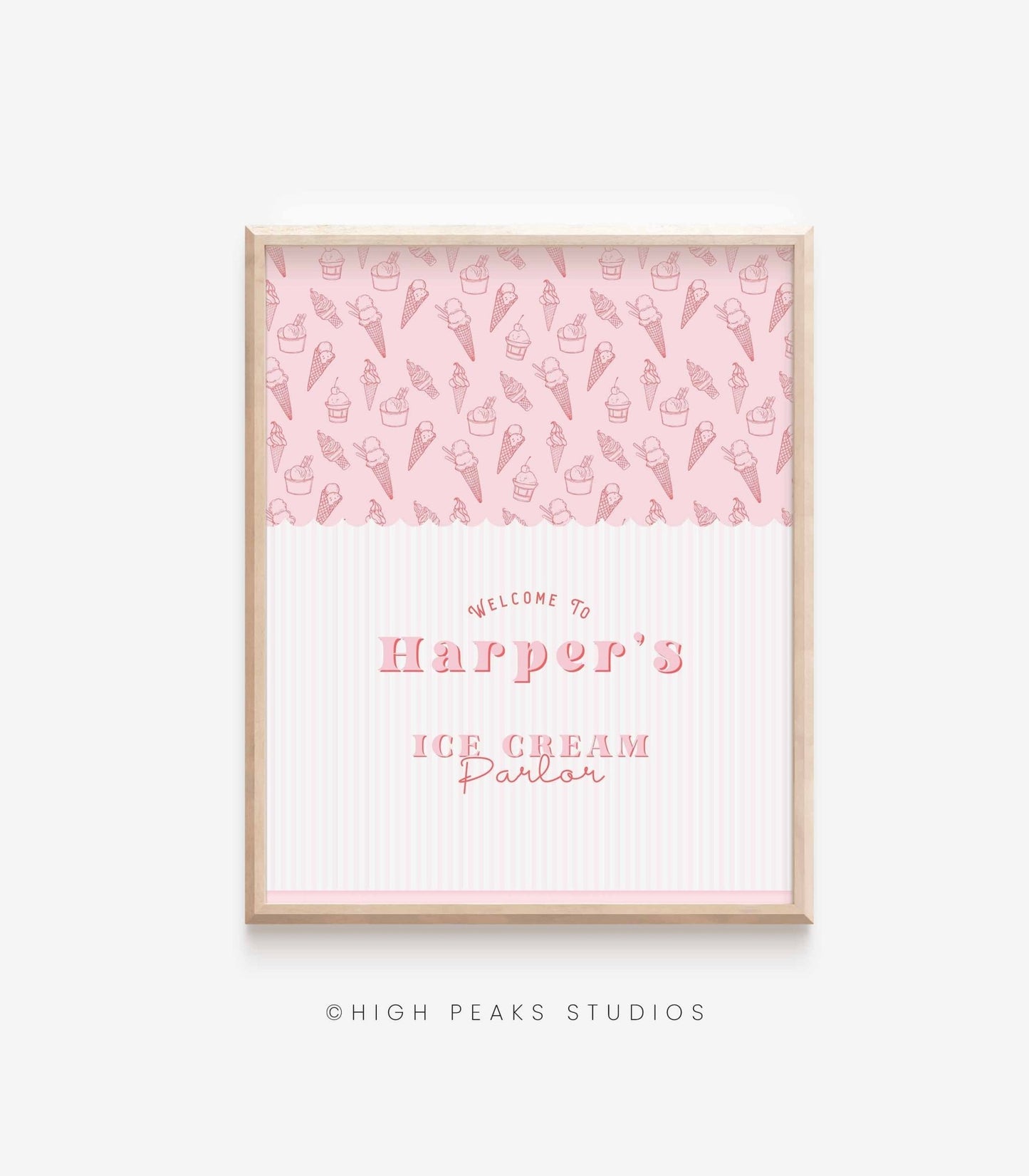 Ice Cream Parlor Party Welcome Sign - High Peaks Studios