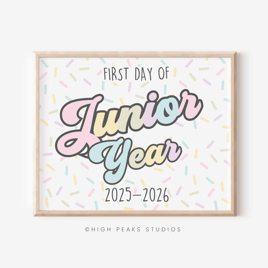 First Day of Junior Year Sign Printable by High Peaks Studios