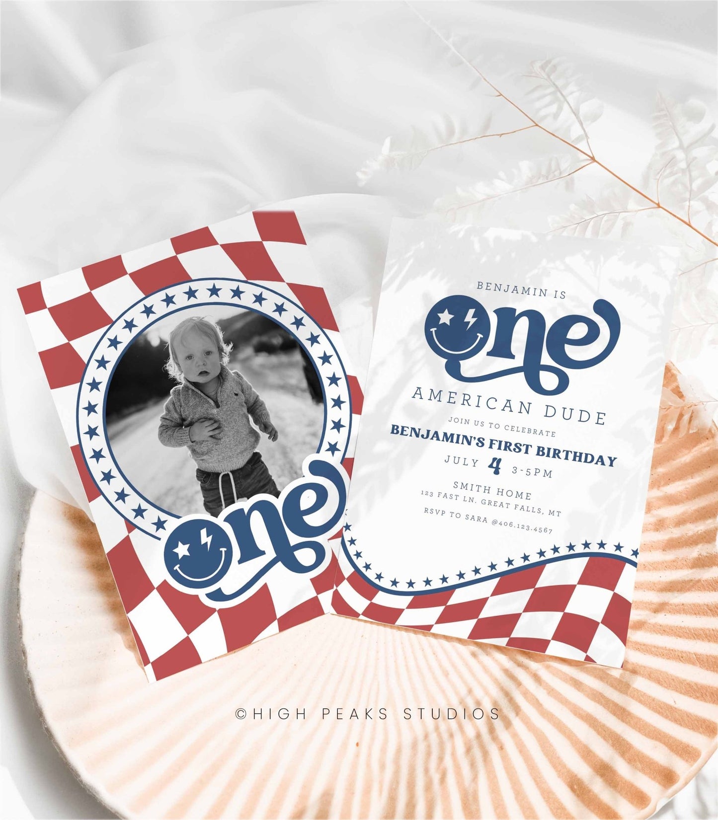One American Dude First Birthday Invitation Printable - High Peaks Studios
