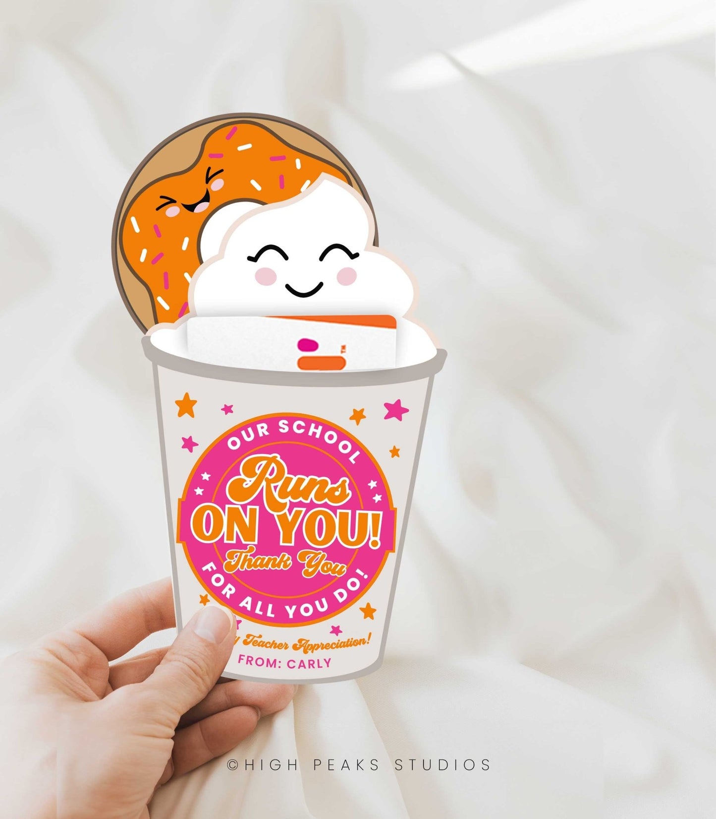 Our School Runs On You Coffee and Donut Gift Card Holder - High Peaks Studios