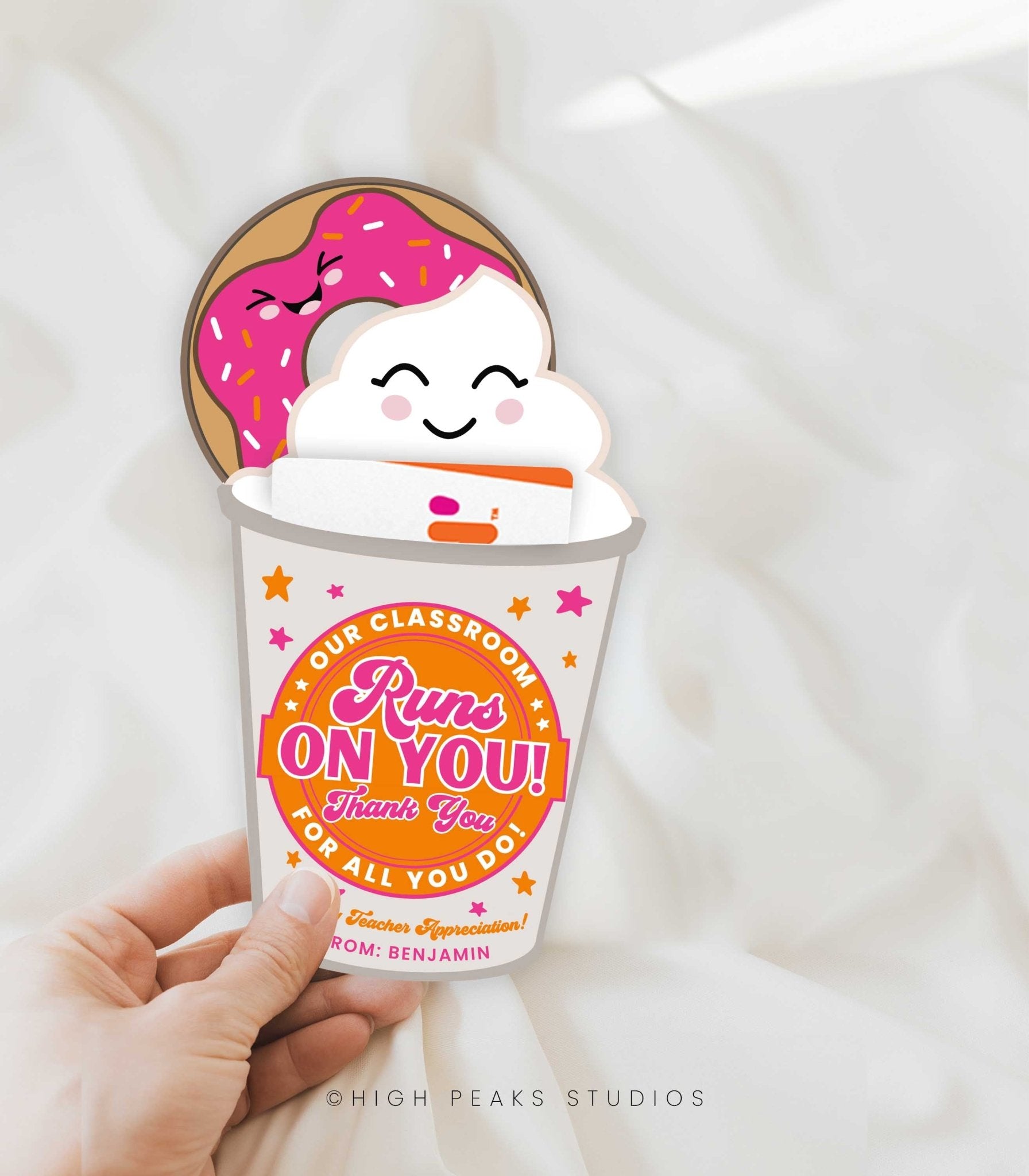 Our School Runs On You Coffee and Donut Gift Card Holder - High Peaks Studios
