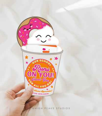 Our School Runs On You Coffee and Donut Gift Card Holder - High Peaks Studios