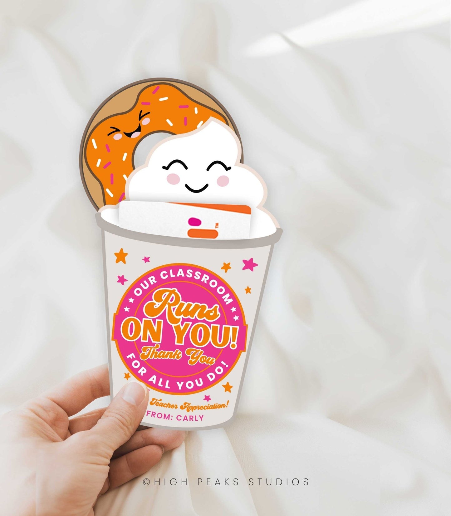 Our School Runs On You Coffee and Donut Gift Card Holder - High Peaks Studios