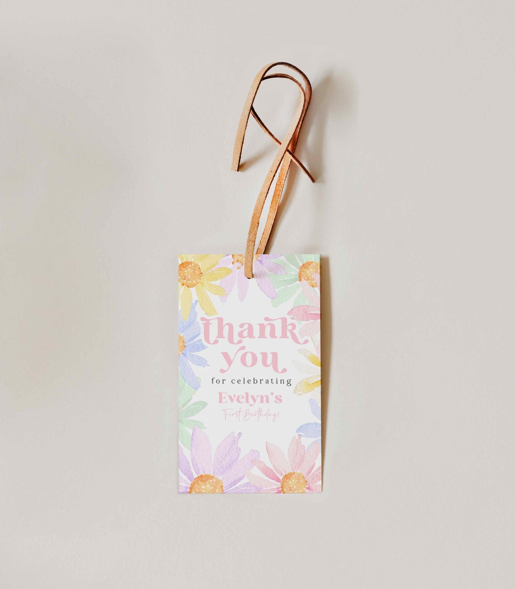 Pastel Daisy Birthday Favor Tags - High Peaks Studios