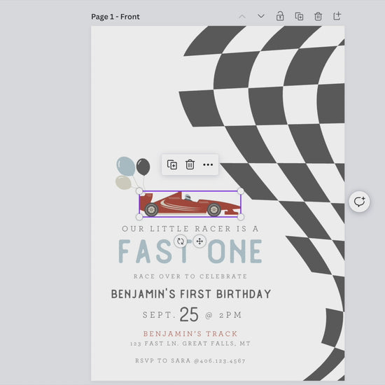 Fast One Race Car Birthday Invitation Video of Editing process - High Peaks Studios