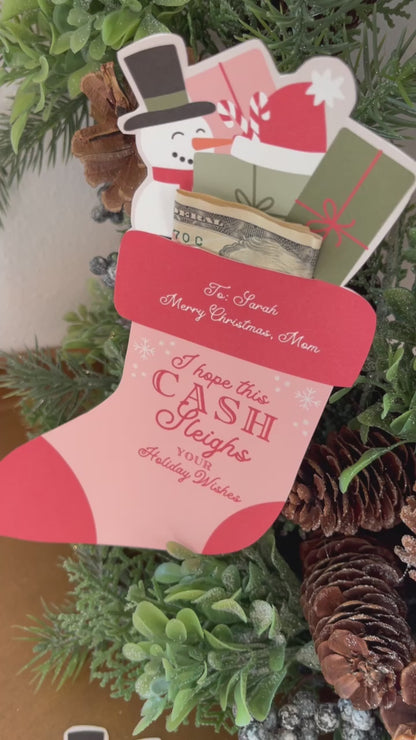 Cash Stocking Holiday Gift Holder Printable