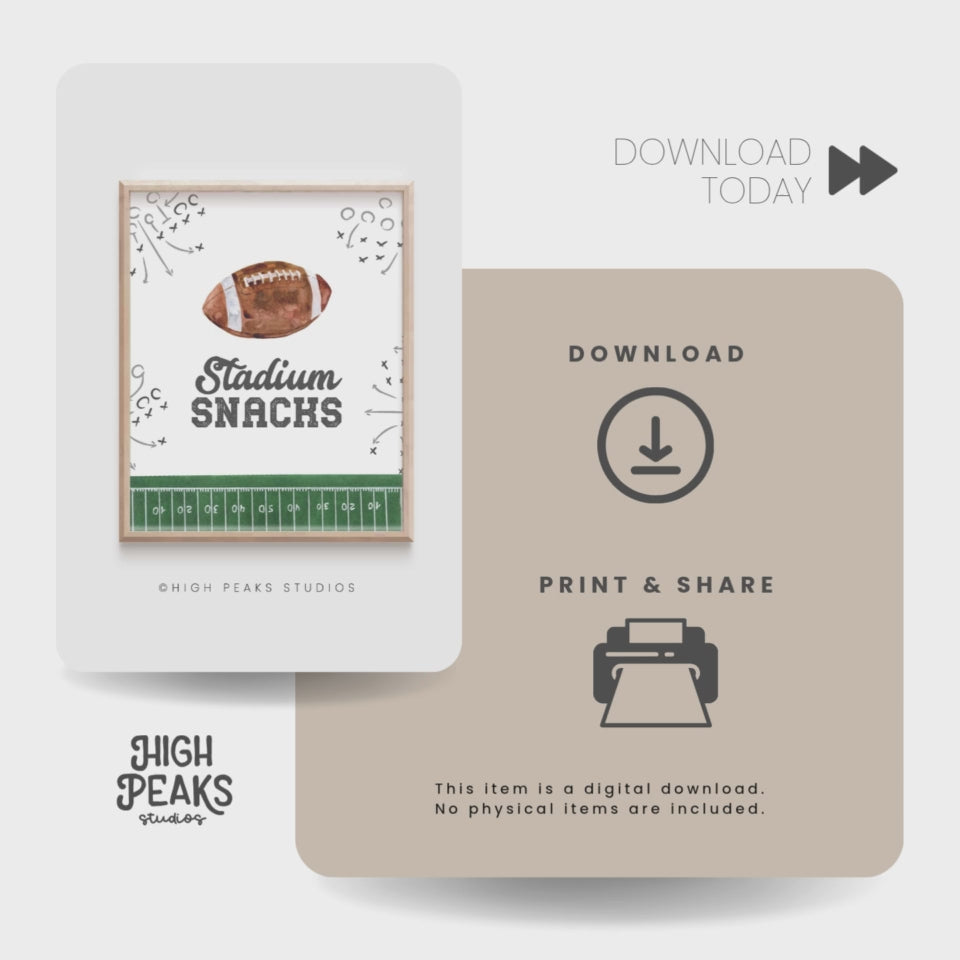 Football Party Signs Set of 6 - Printables By High Peaks Studios