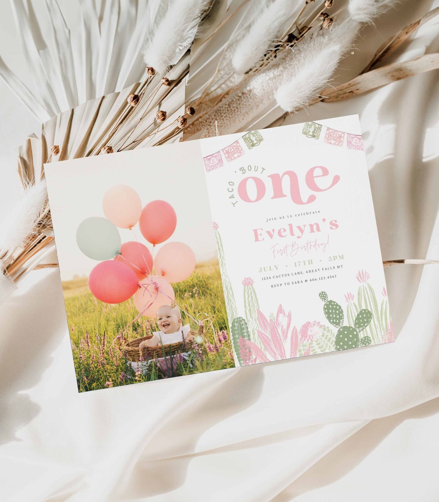Taco Bout One First Birthday Invitation Printable - High Peaks Studios