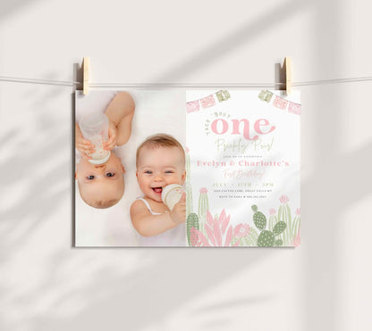 Taco Bout One Prickly Pair First Birthday Photo Invitation - High Peaks Studios