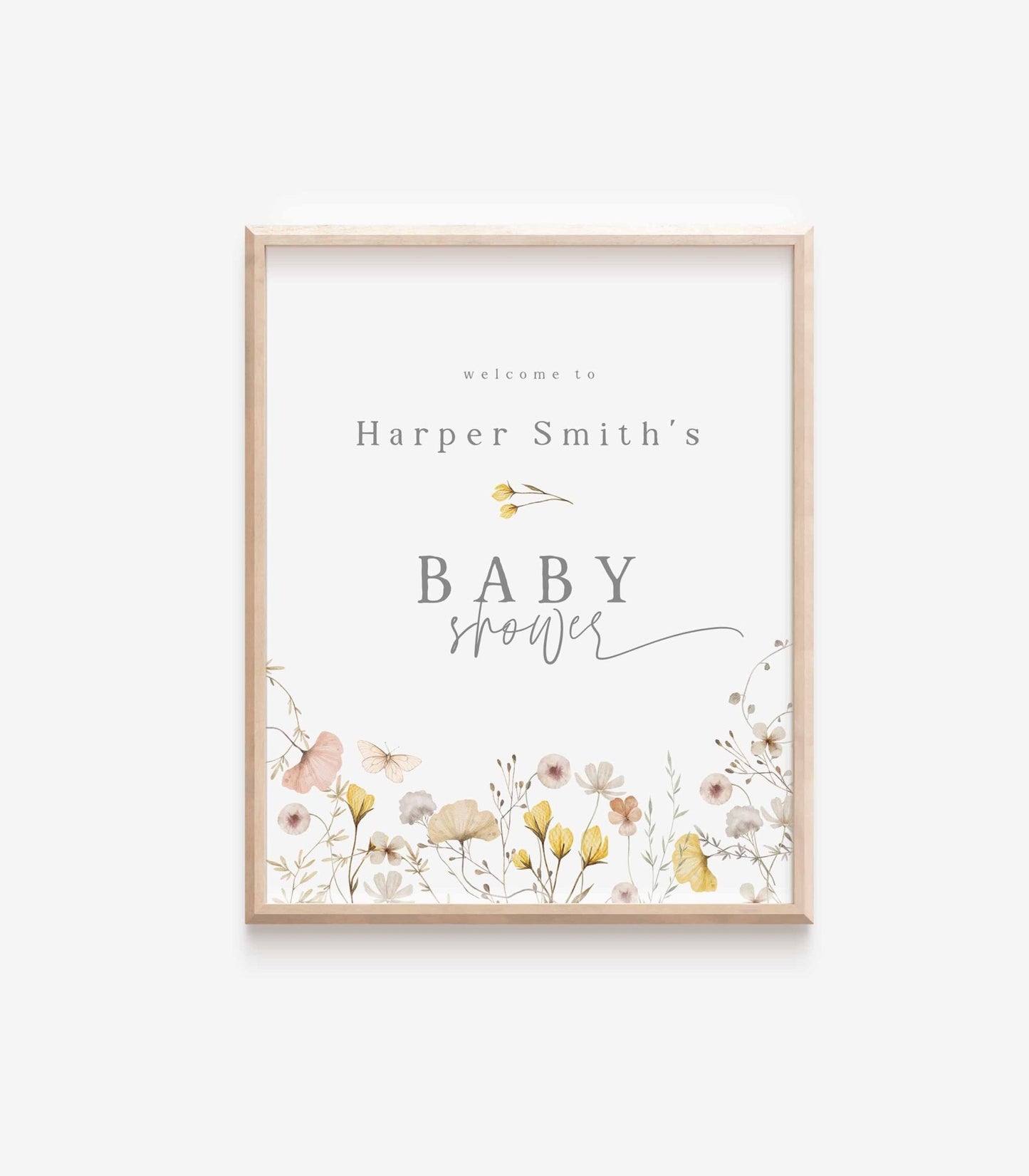 Wildflower Baby Shower Welcome Sign Template - High Peaks Studios