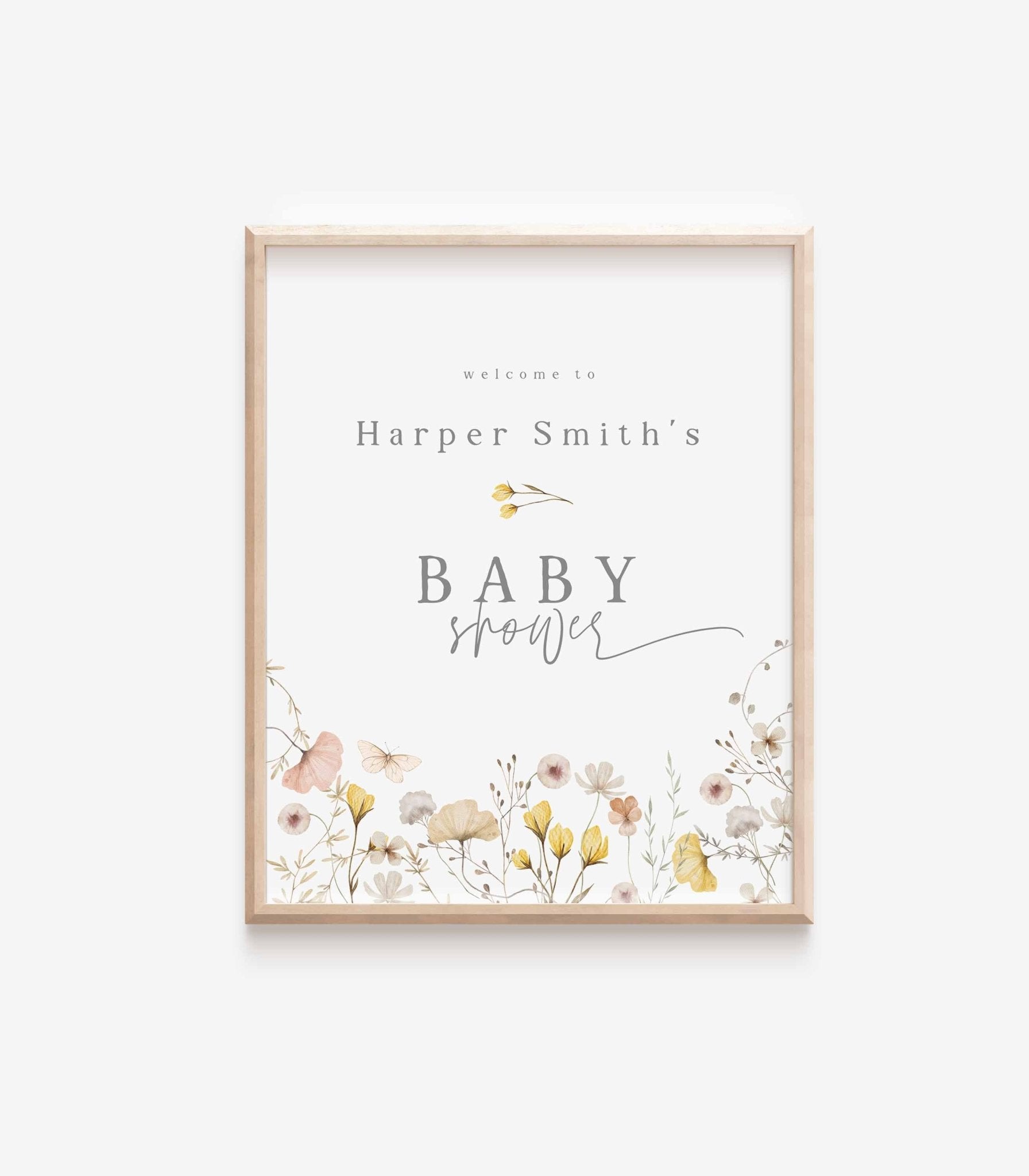 Wildflower Baby Shower Welcome Sign Template - High Peaks Studios
