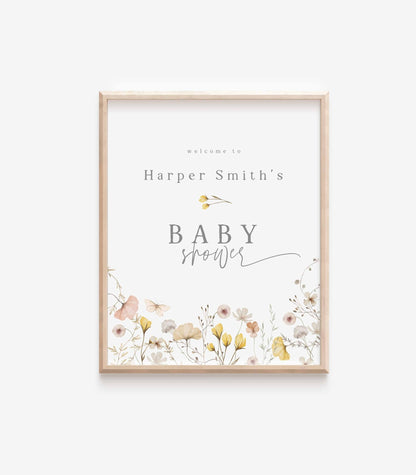 Wildflower Baby Shower Welcome Sign Template - High Peaks Studios