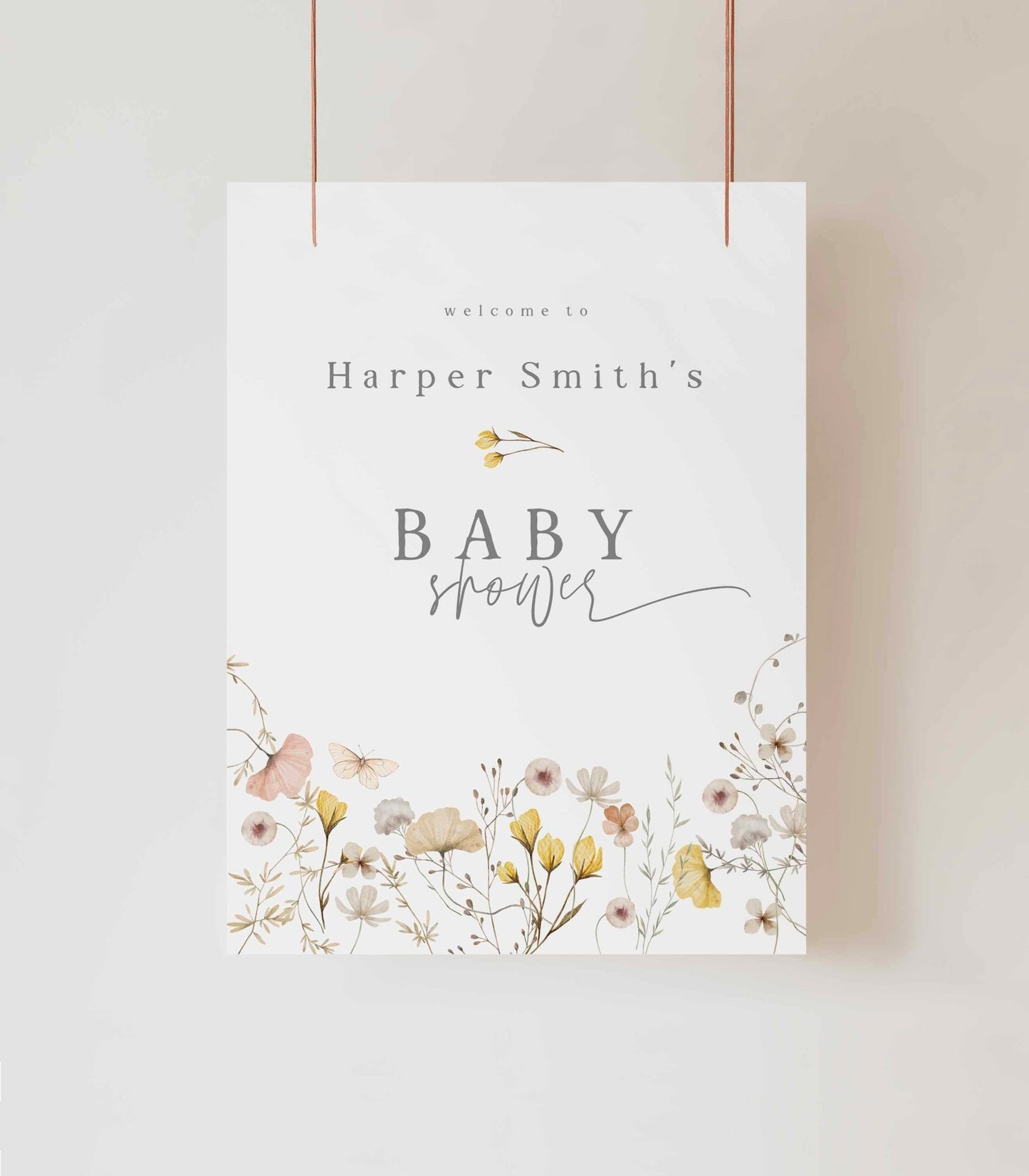 Wildflower Baby Shower Welcome Sign Template - High Peaks Studios