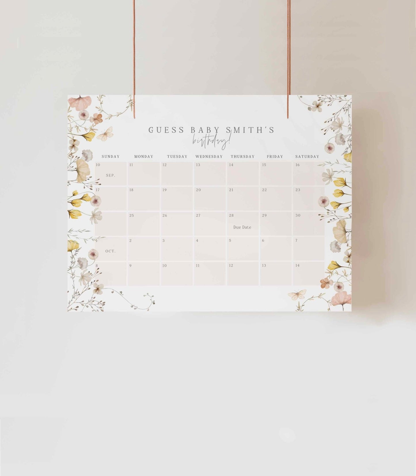 Wildflower Guess Baby's Birthday Day Sign Printable - High Peaks Studios