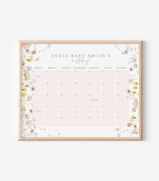 Wildflower Guess Baby's Birthday Day Sign Printable - High Peaks Studios