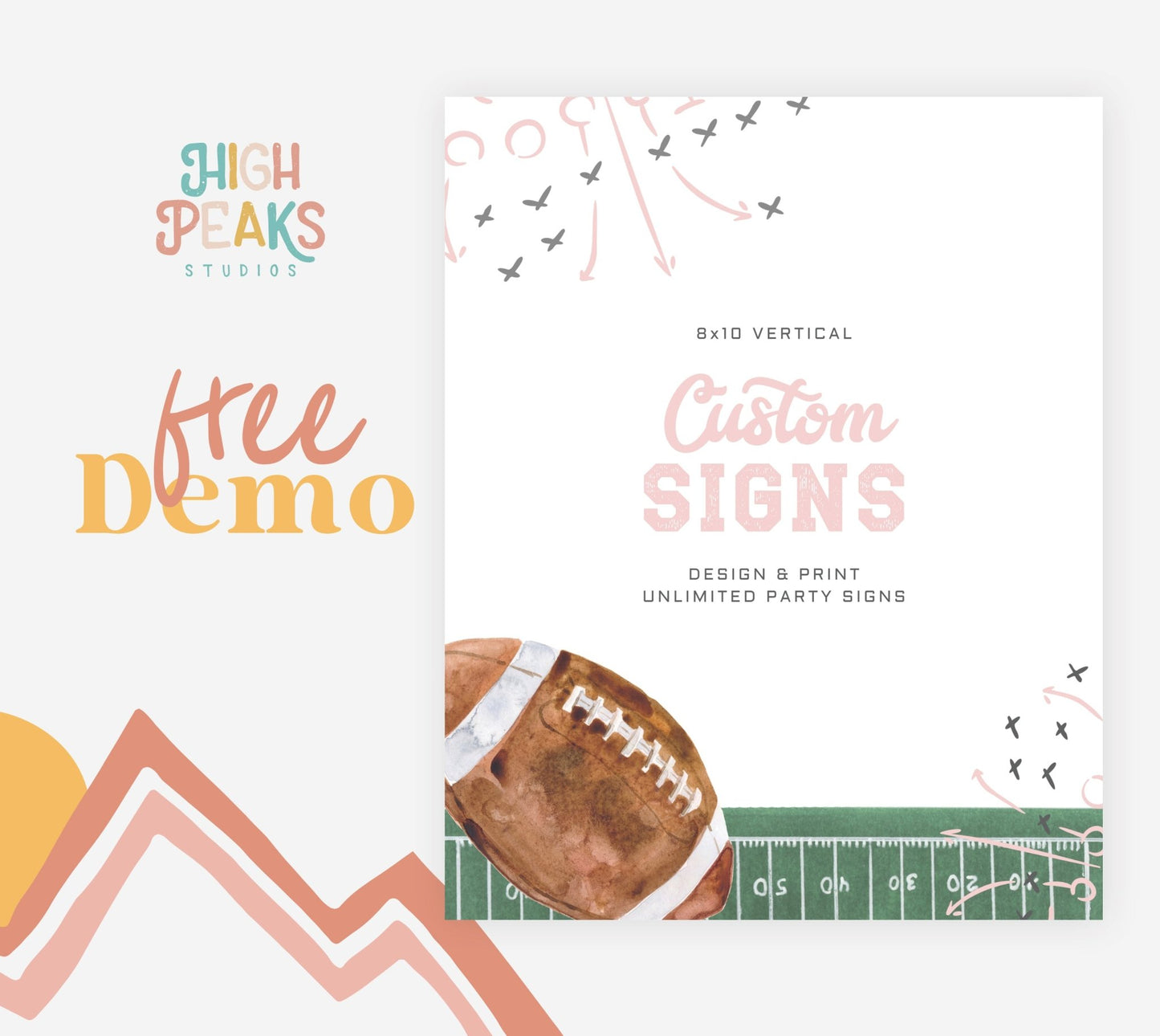 8x10 Custom Sign Template - Football Theme - Girl - High Peaks Studios