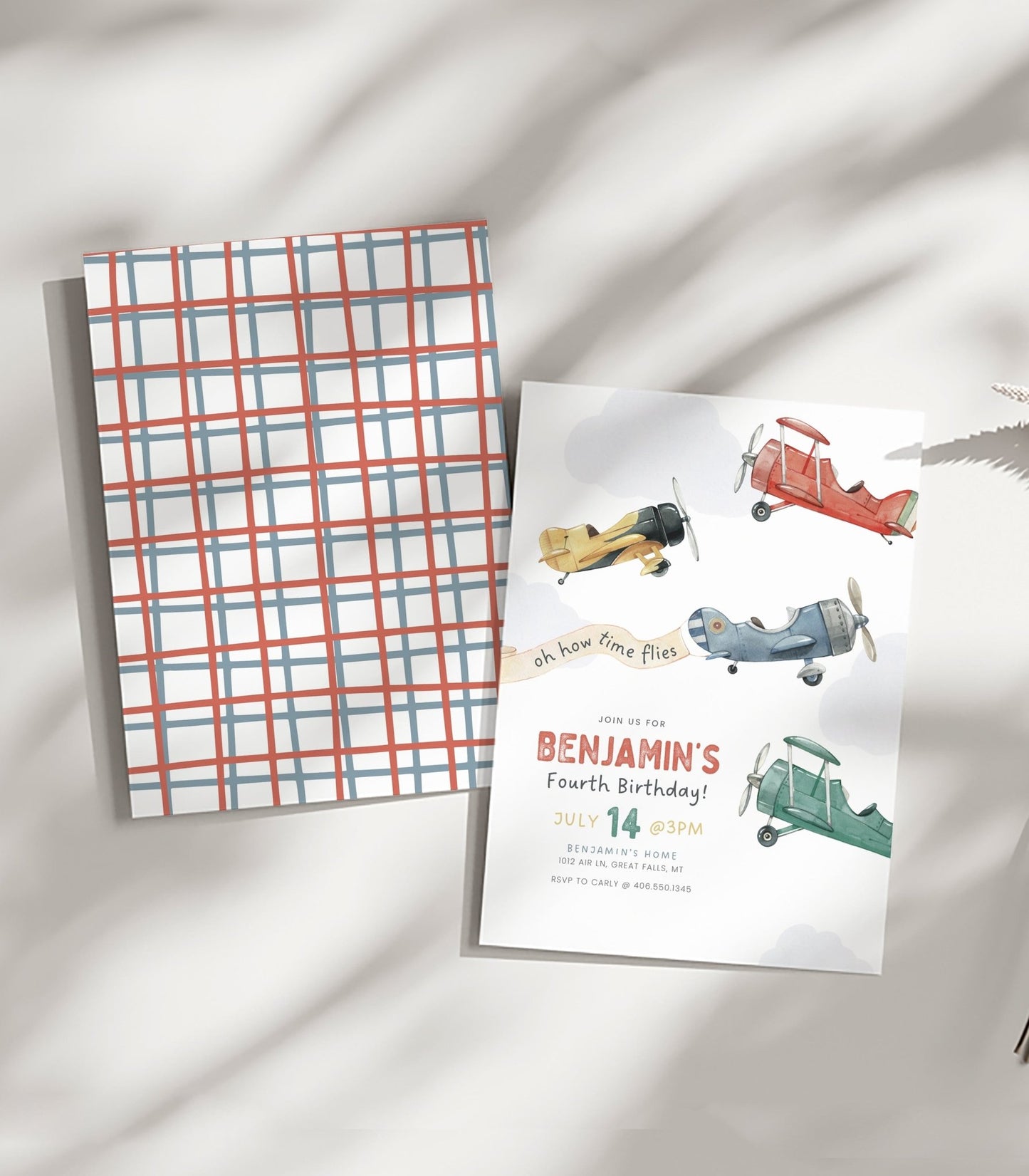 Airplane Birthday Invitation Template - High Peaks Studios
