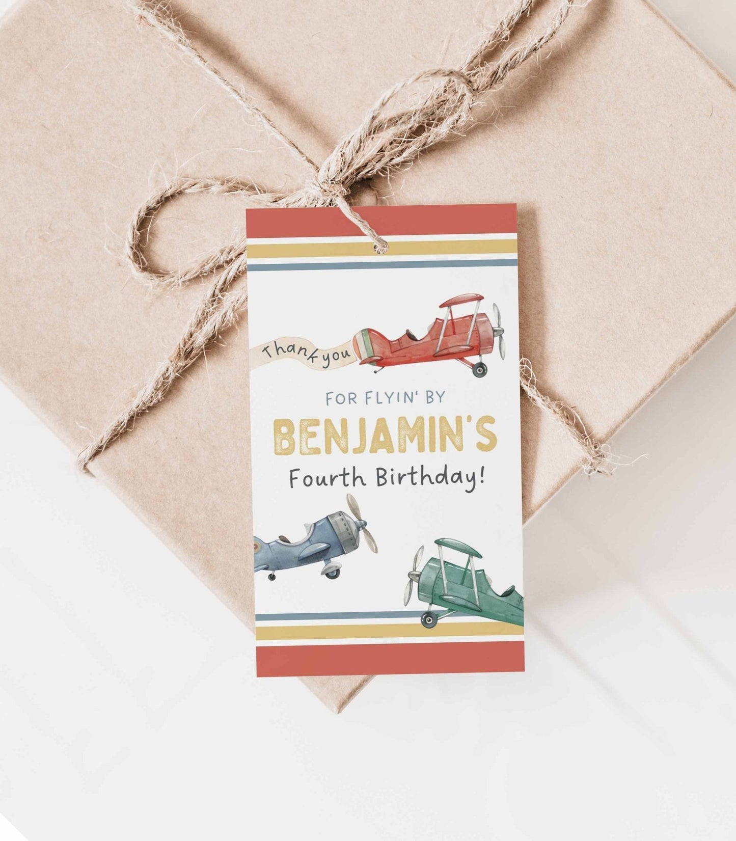 Airplane Birthday Thank You Favor Tags - High Peaks Studios