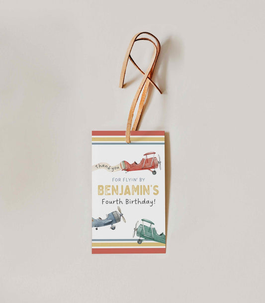 Airplane Birthday Thank You Favor Tags - High Peaks Studios