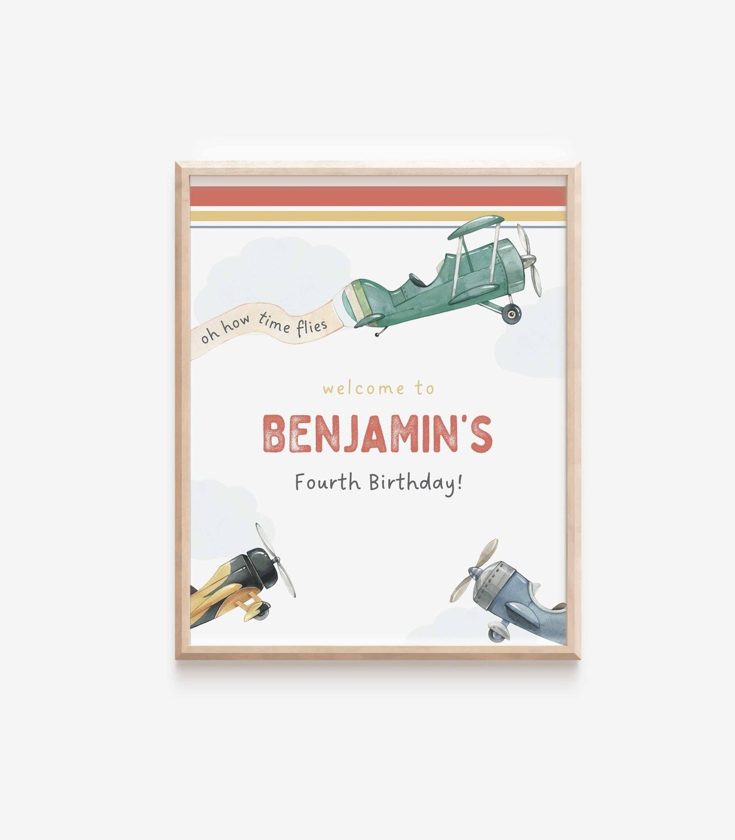 Airplane Birthday Welcome Sign Template - High Peaks Studios