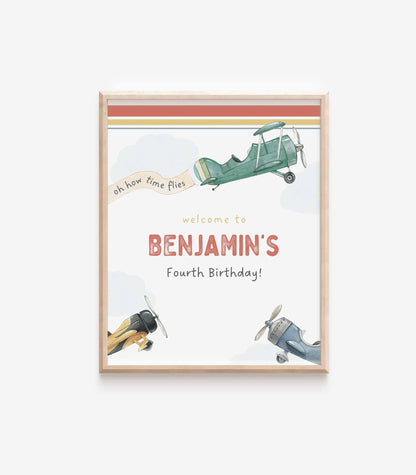 Airplane Birthday Welcome Sign Template - High Peaks Studios