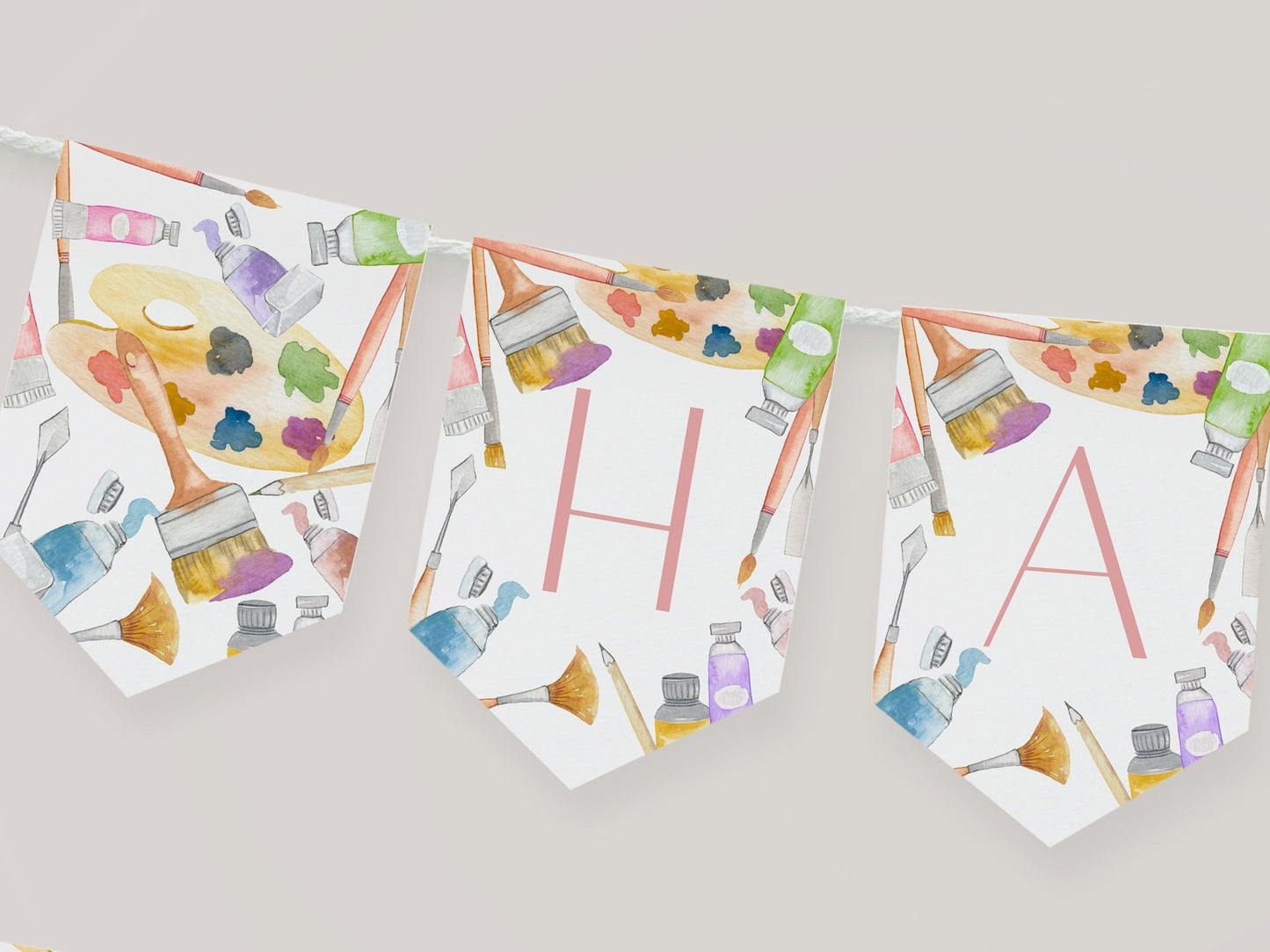 Art Theme Happy Birthday Banner Printable - High Peaks Studios