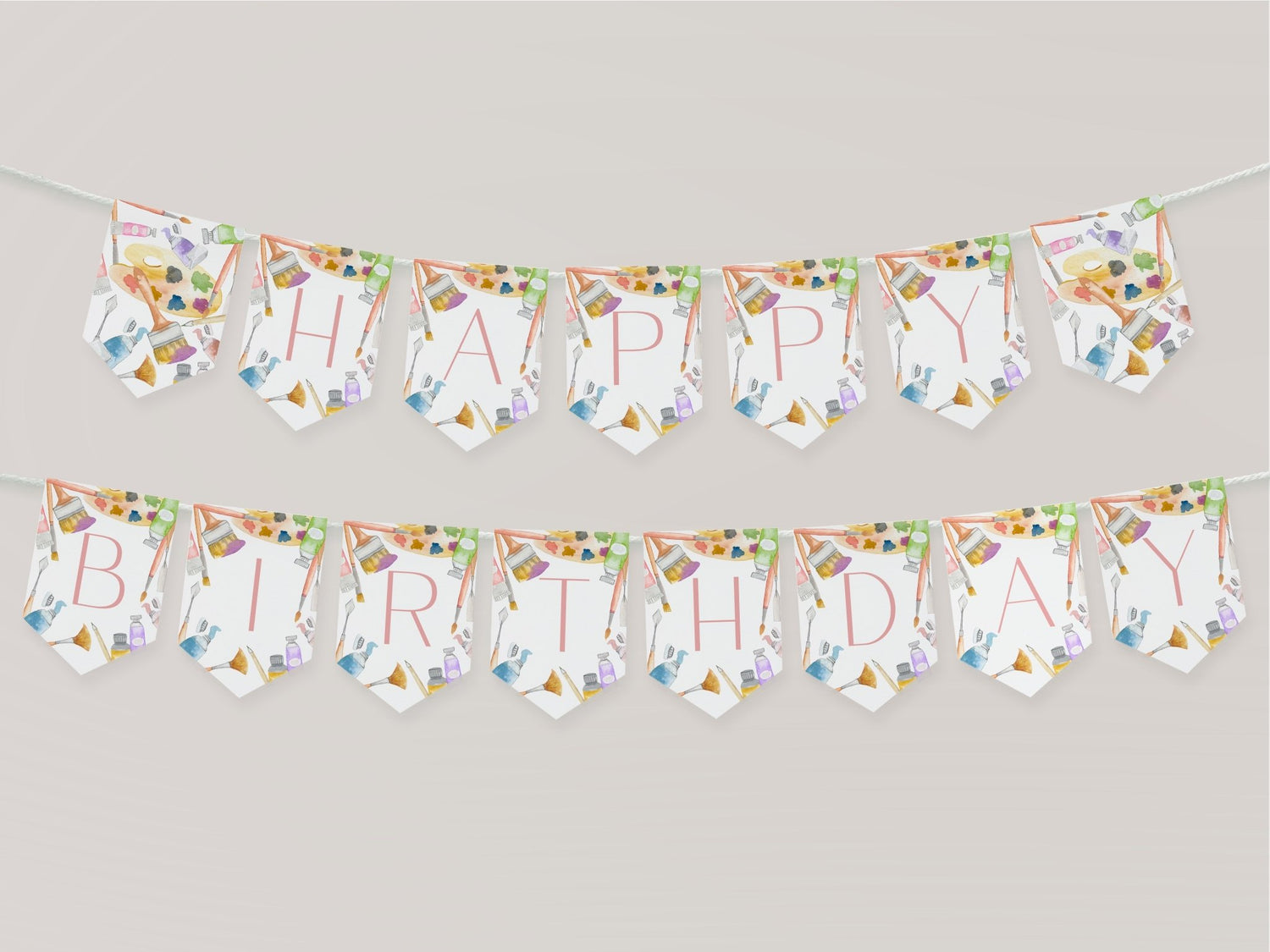 Art Theme Happy Birthday Banner Printable - High Peaks Studios