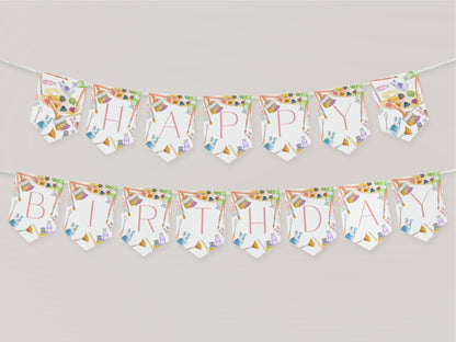 Art Theme Happy Birthday Banner Printable - High Peaks Studios