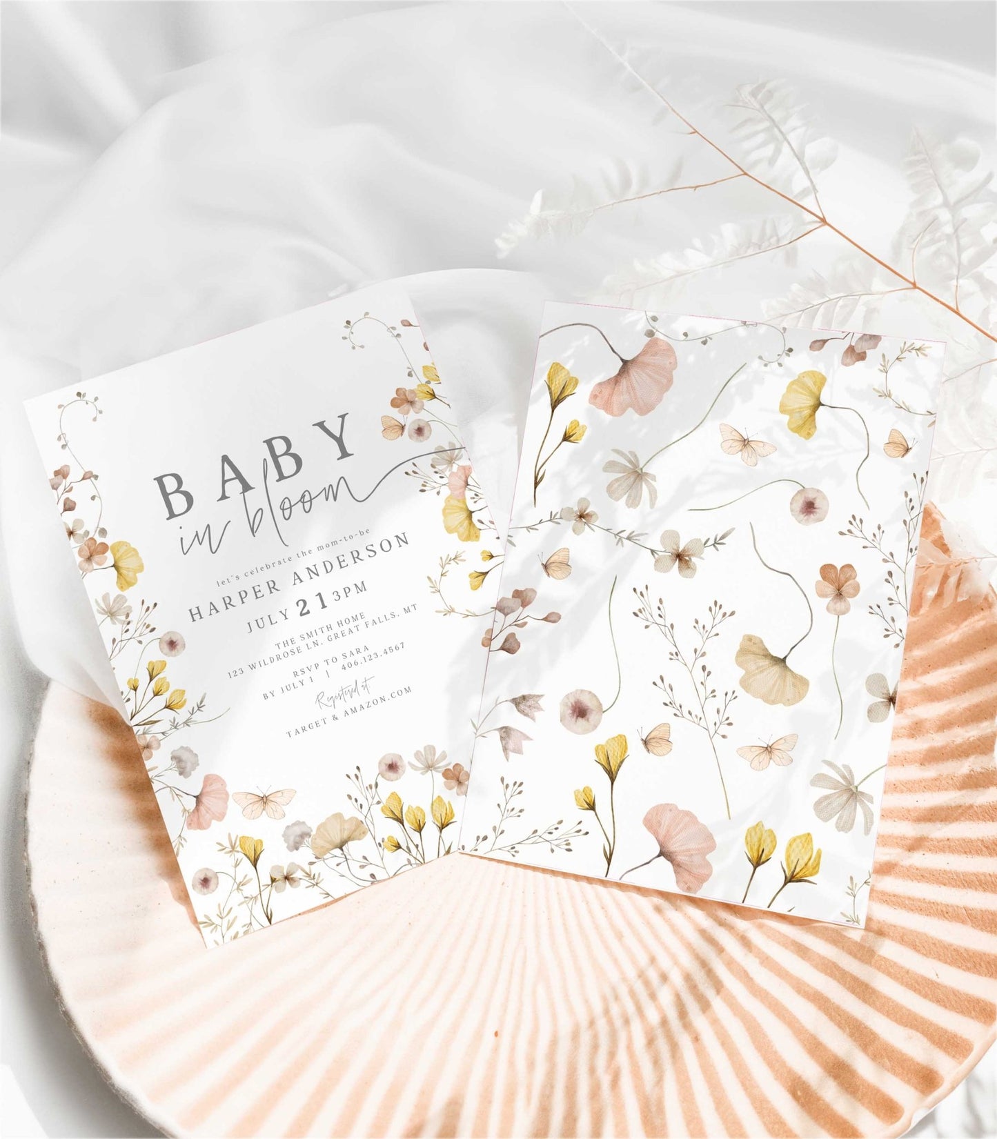 Baby In Bloom Baby Shower Invitation Template - High Peaks Studios
