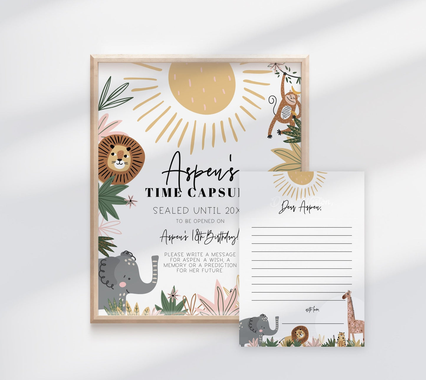 Boho Safari Time Capsule Sign And Note Card - High Peaks Studios