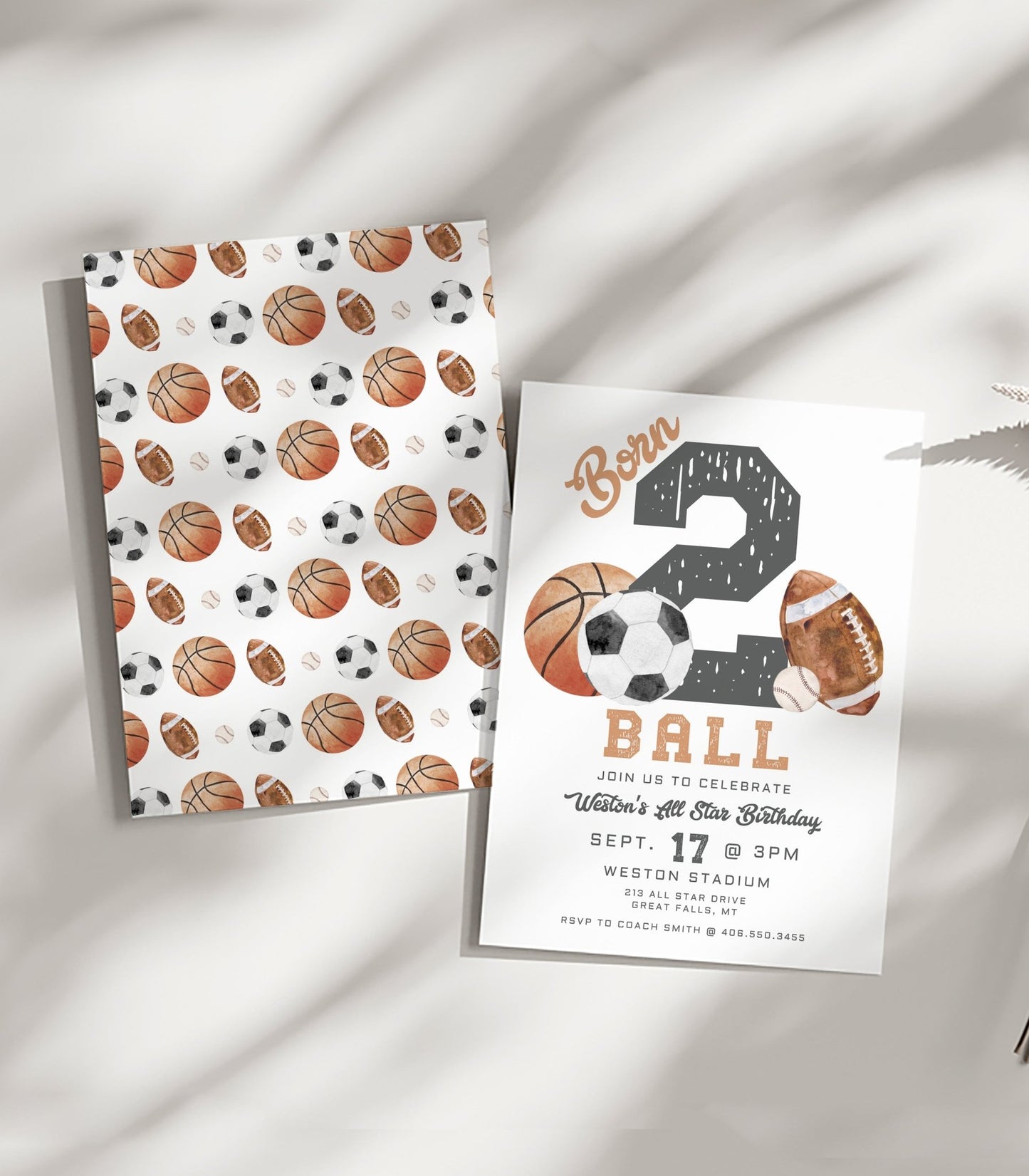 Born TWO Ball Birthday Invitation - High Peaks Studios