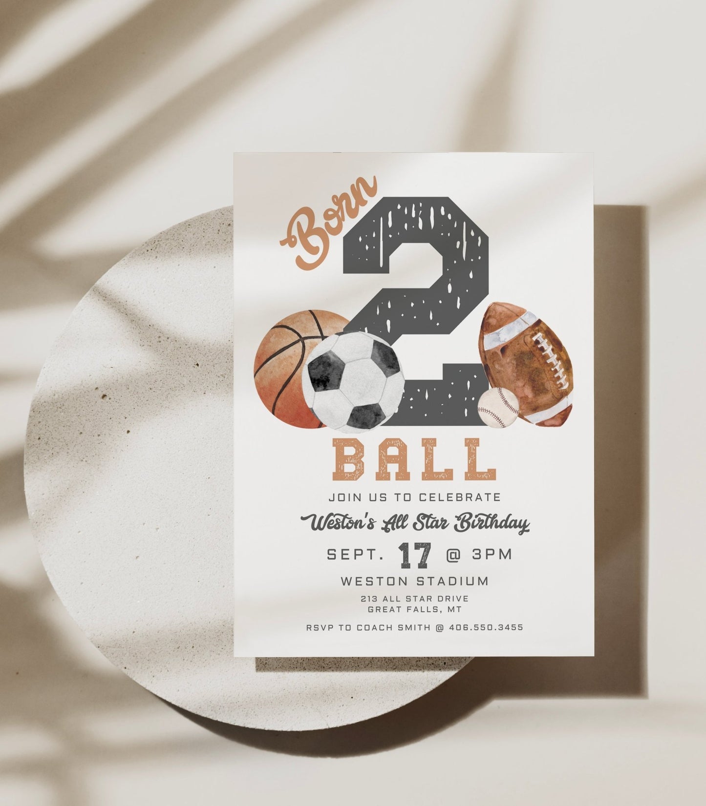 Born TWO Ball Birthday Invitation - High Peaks Studios