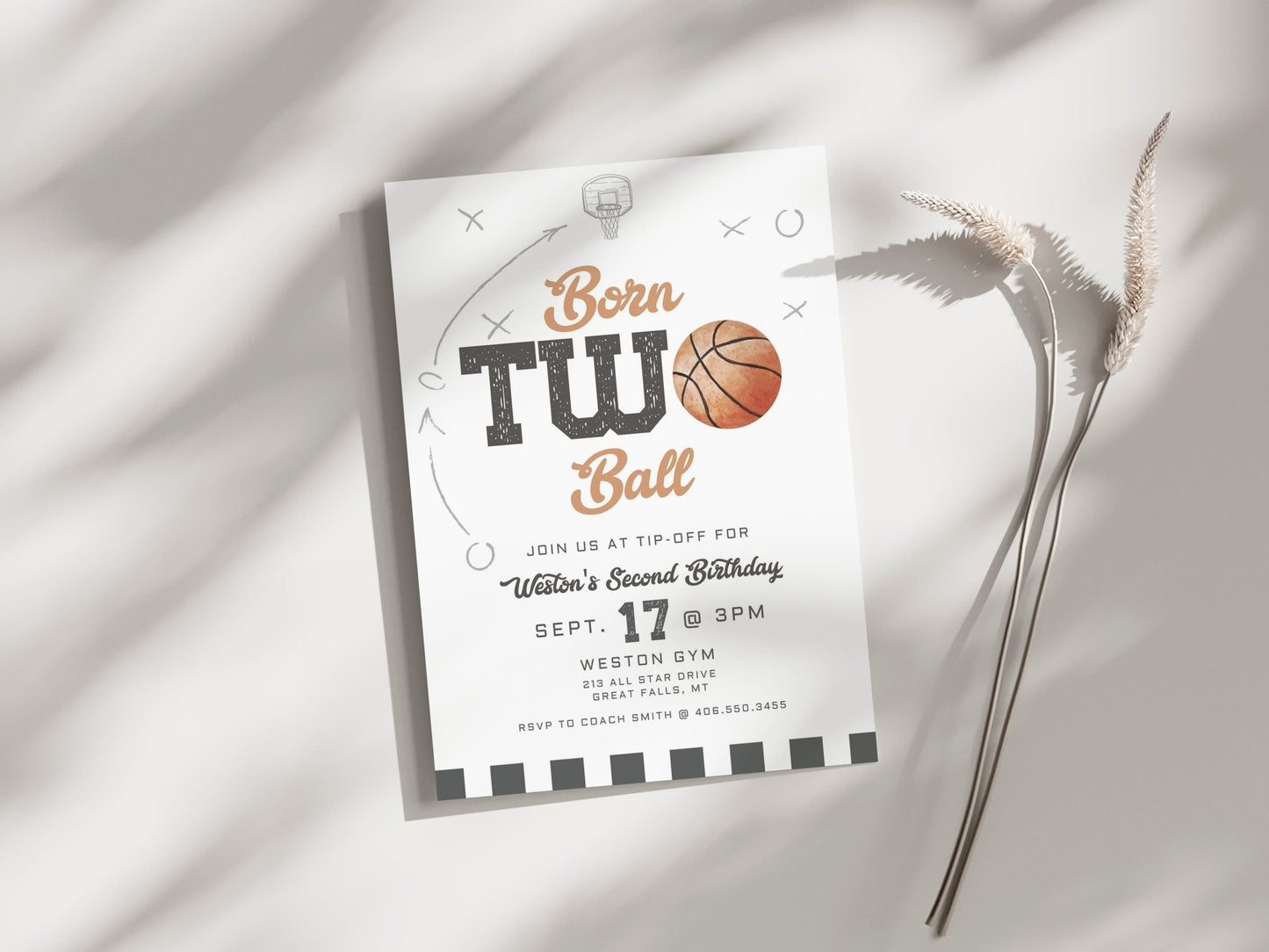 Born TWO Ball Second Birthday Invitation - High Peaks Studios