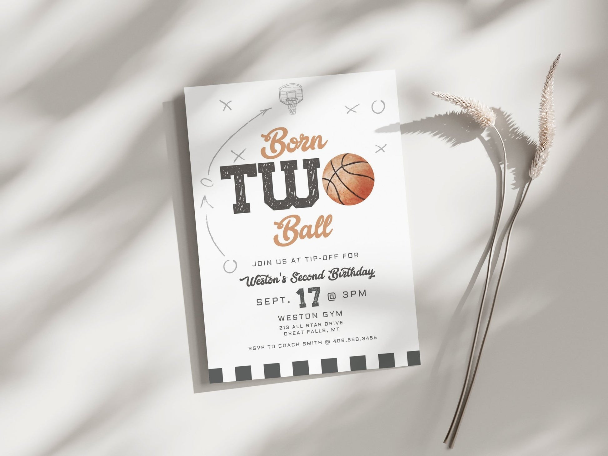 Born TWO Ball Second Birthday Invitation - High Peaks Studios