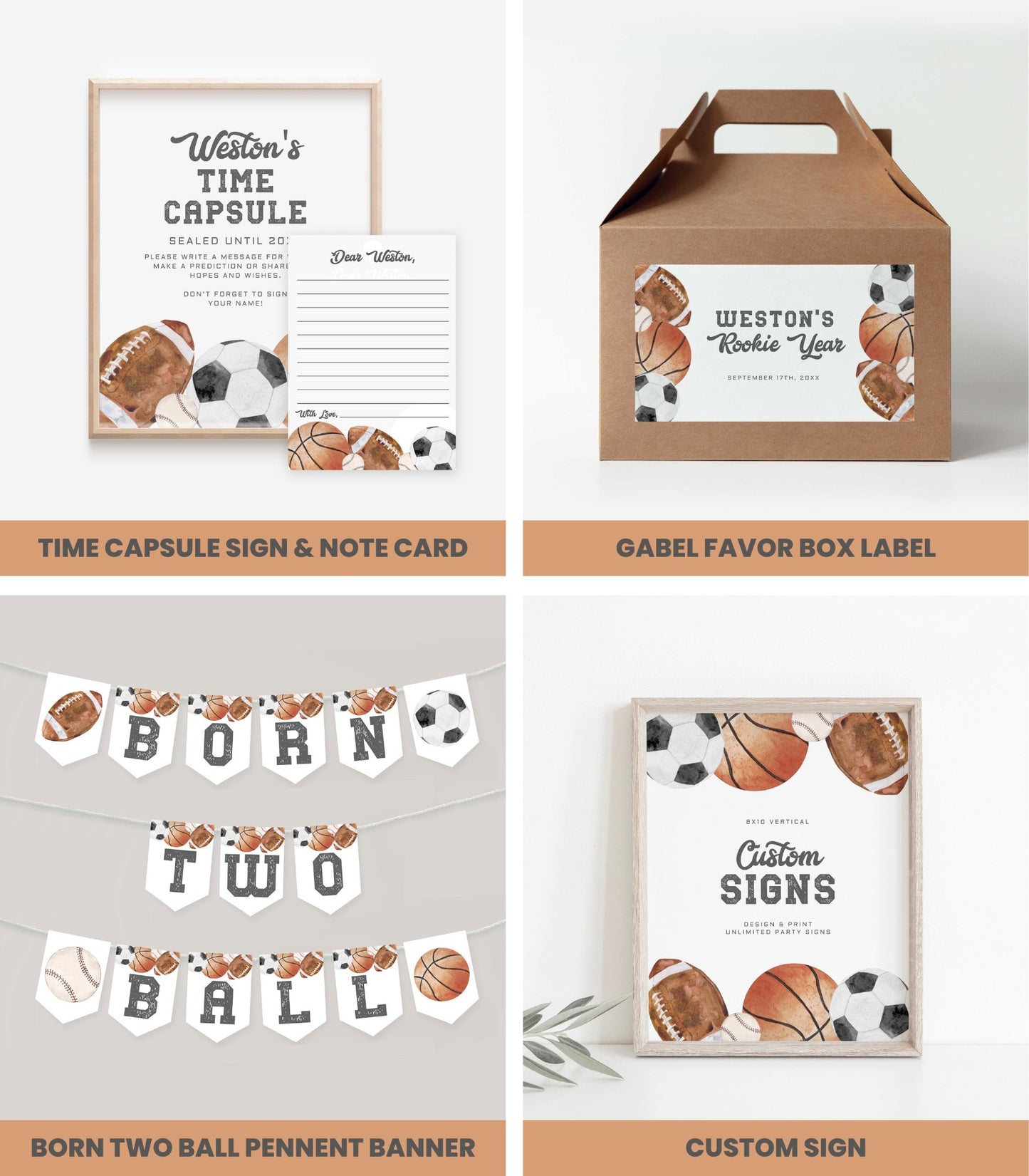 Born TWO Ball Second Birthday Invitation Bundle Printables - High Peaks Studios