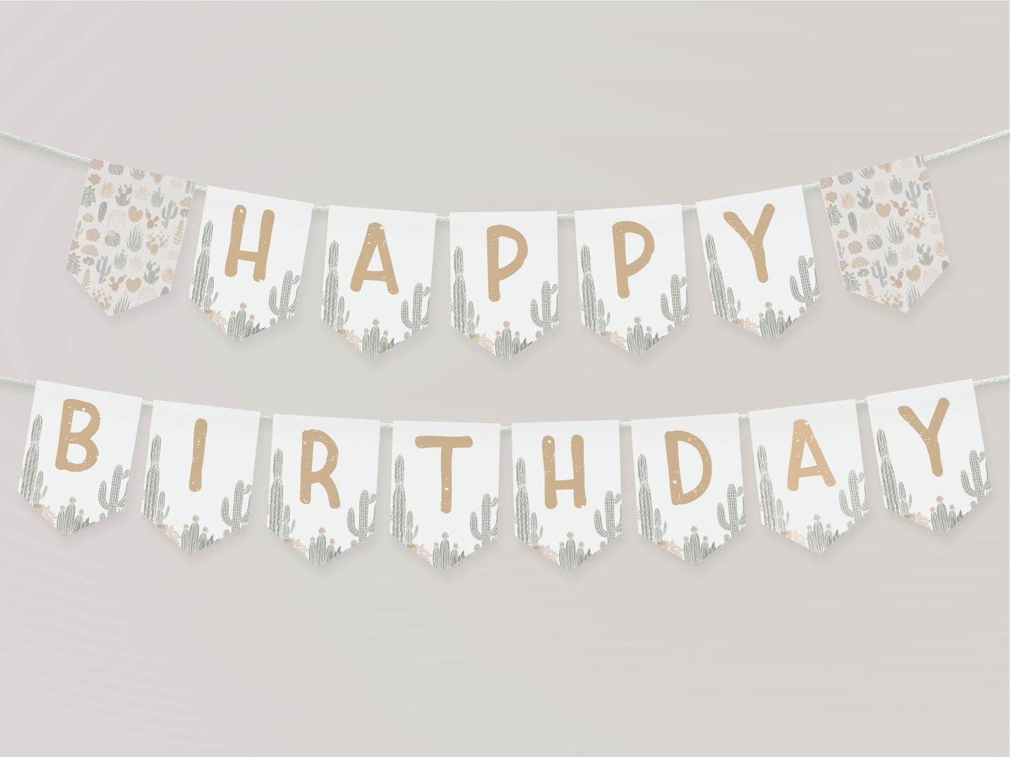 Cactus Happy Birthday Pennant Banner - High Peaks Studios