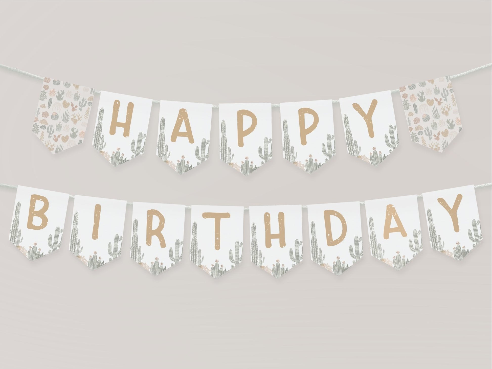 Cactus Happy Birthday Pennant Banner - High Peaks Studios