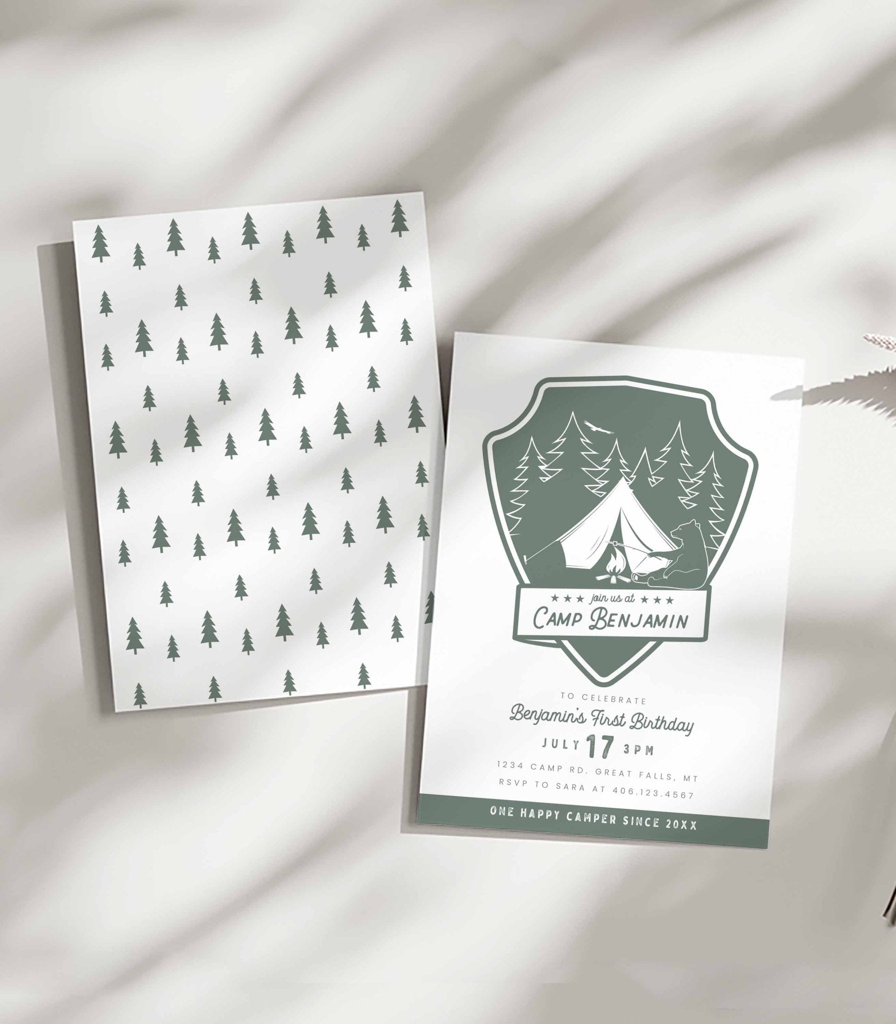 Camping Birthday Invitation Printable - High Peaks Studios