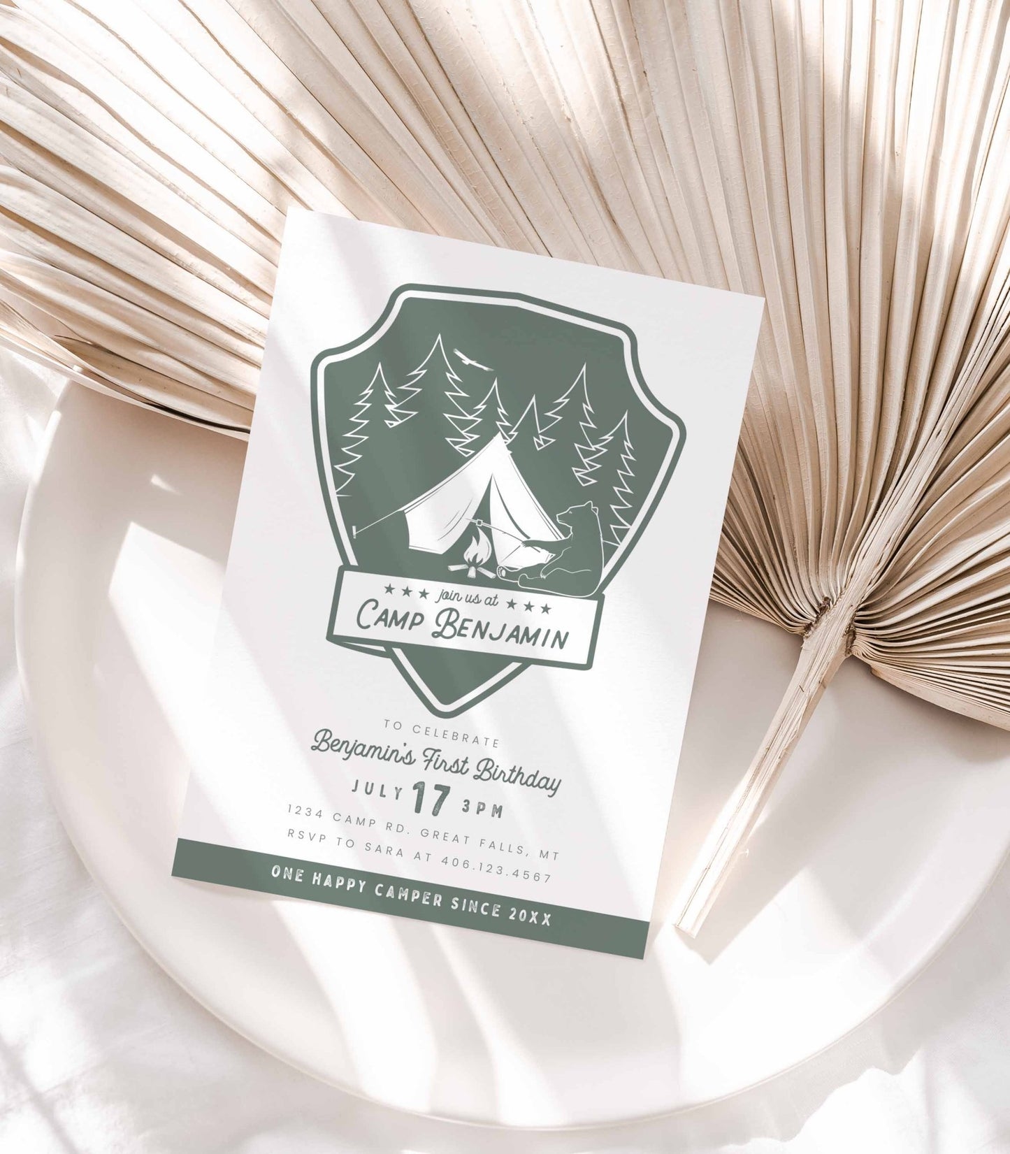 Camping Birthday Invitation Printable - High Peaks Studios