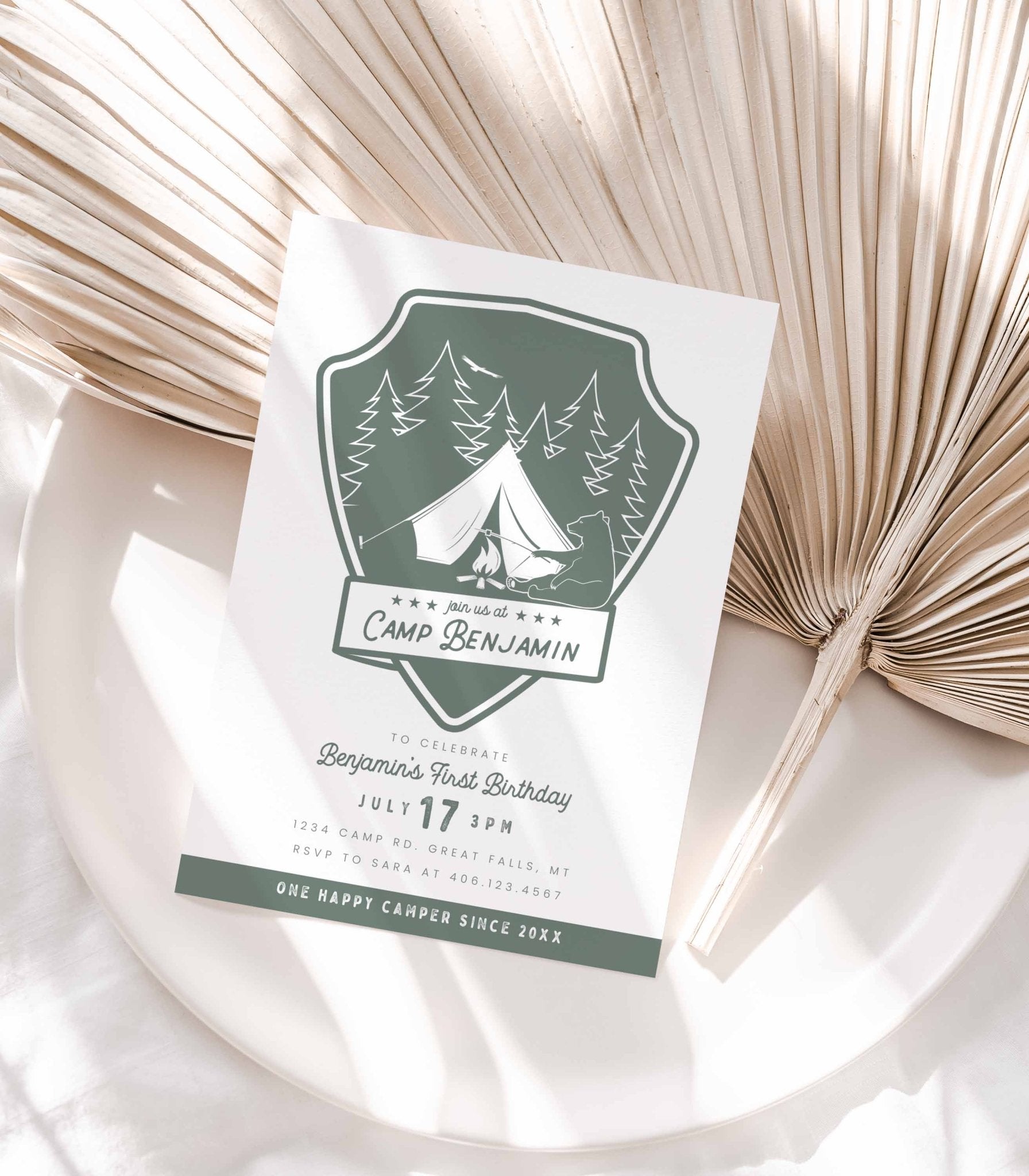 Camping Birthday Invitation Printable - High Peaks Studios