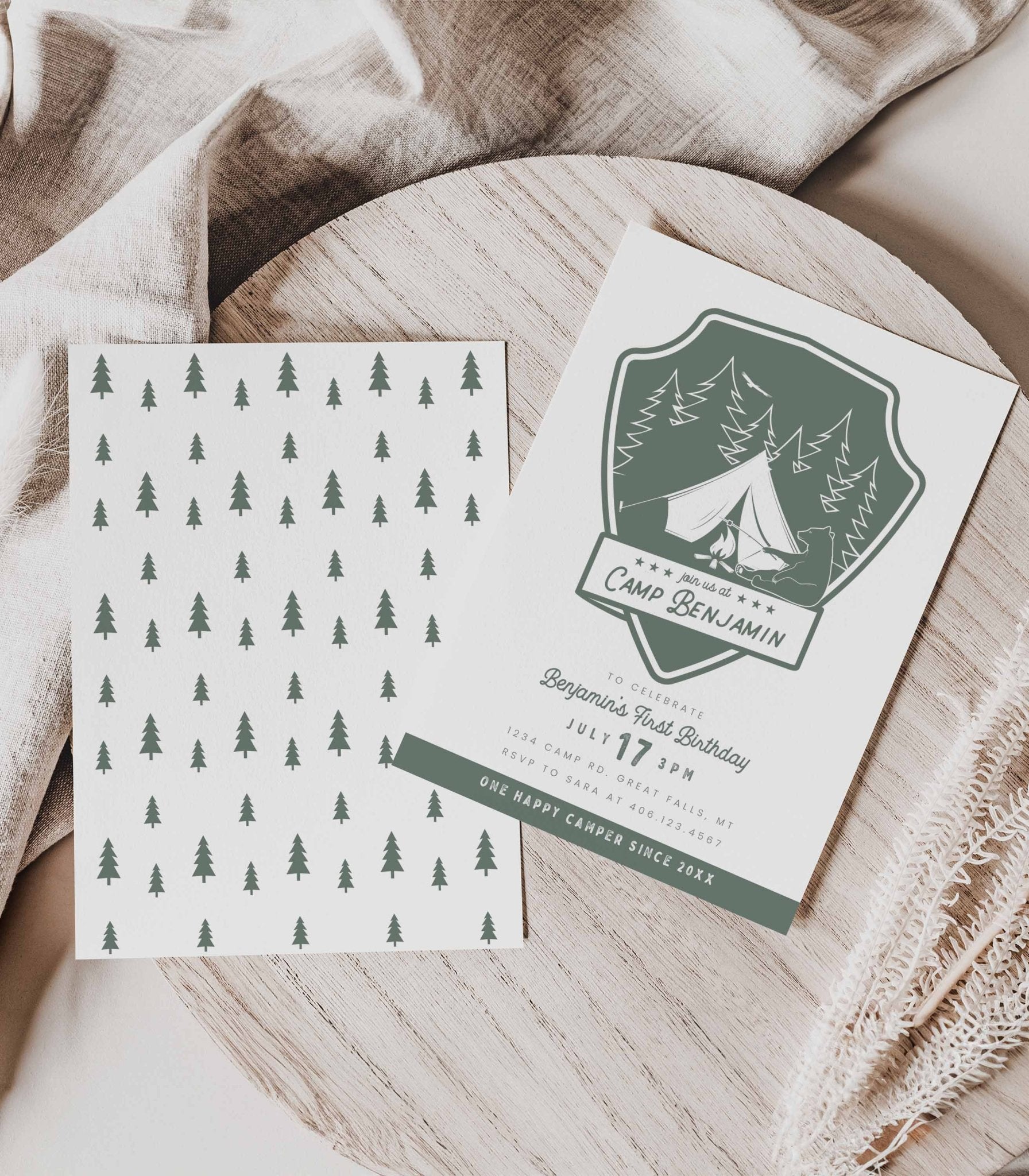 Camping Birthday Invitation Printable - High Peaks Studios