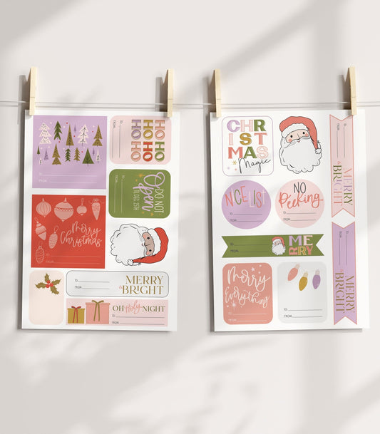 Christmas Gift Sticker Page Printable - High Peaks Studios