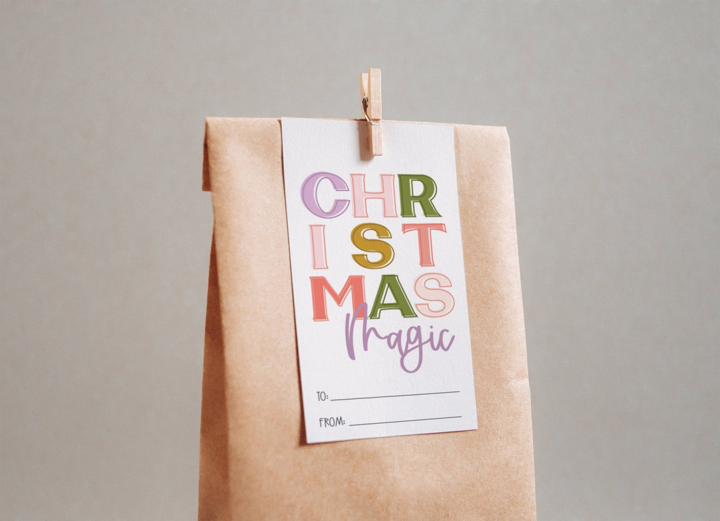 Christmas Magic Gift Tag Printable - Colorful - High Peaks Studios