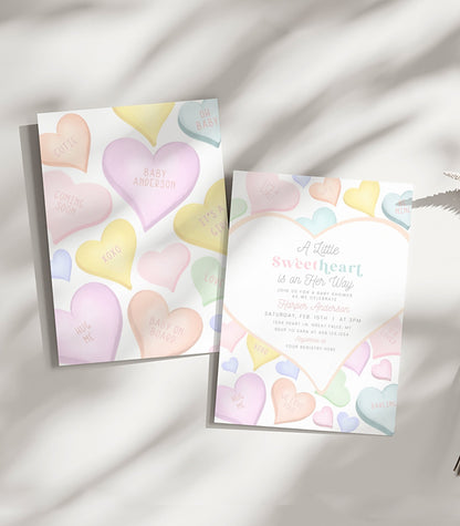 Conversation Heart Baby Shower Invitation Printable - High Peaks Studios