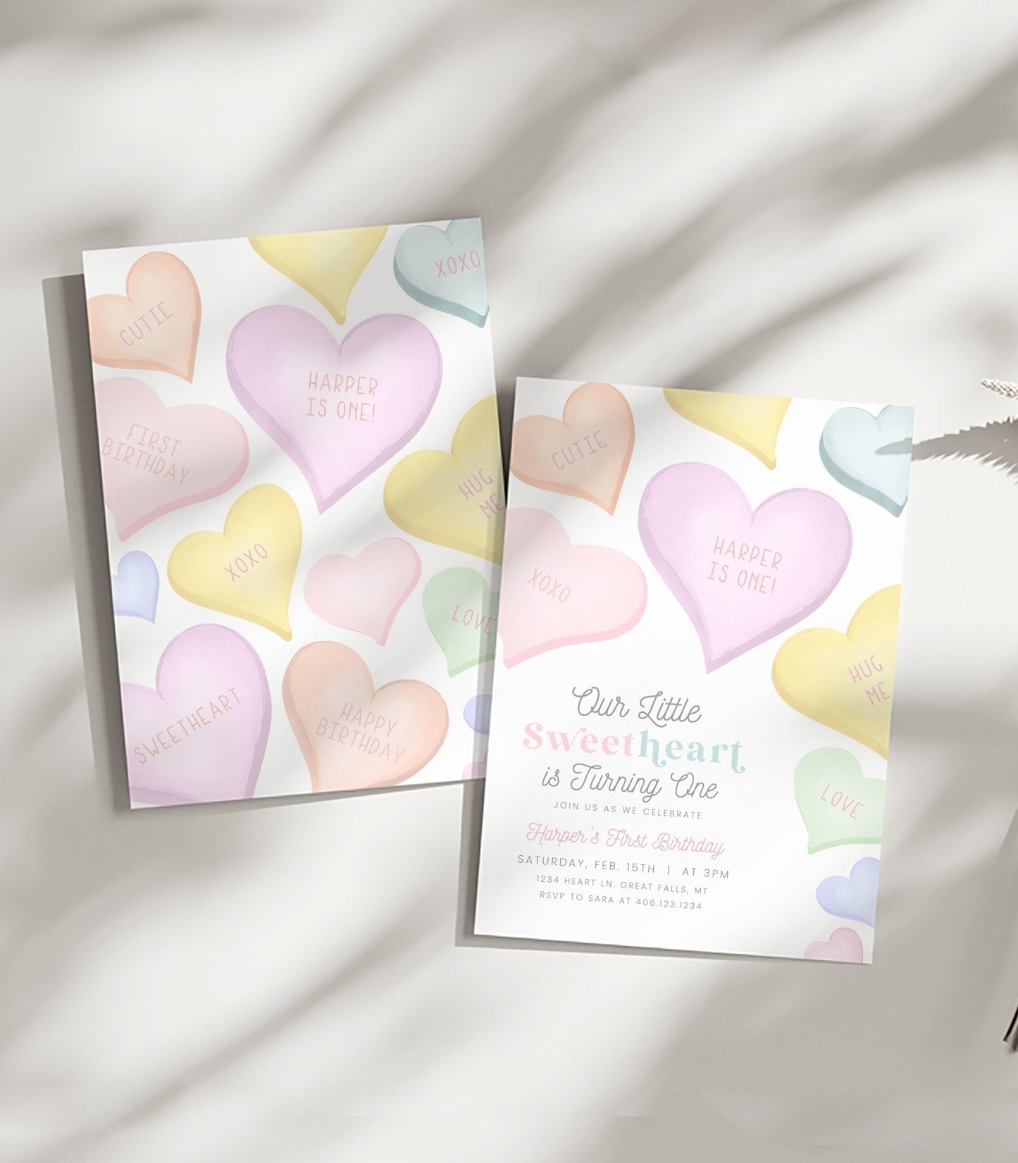 Conversation Heart Birthday Invitation Printable - High Peaks Studios