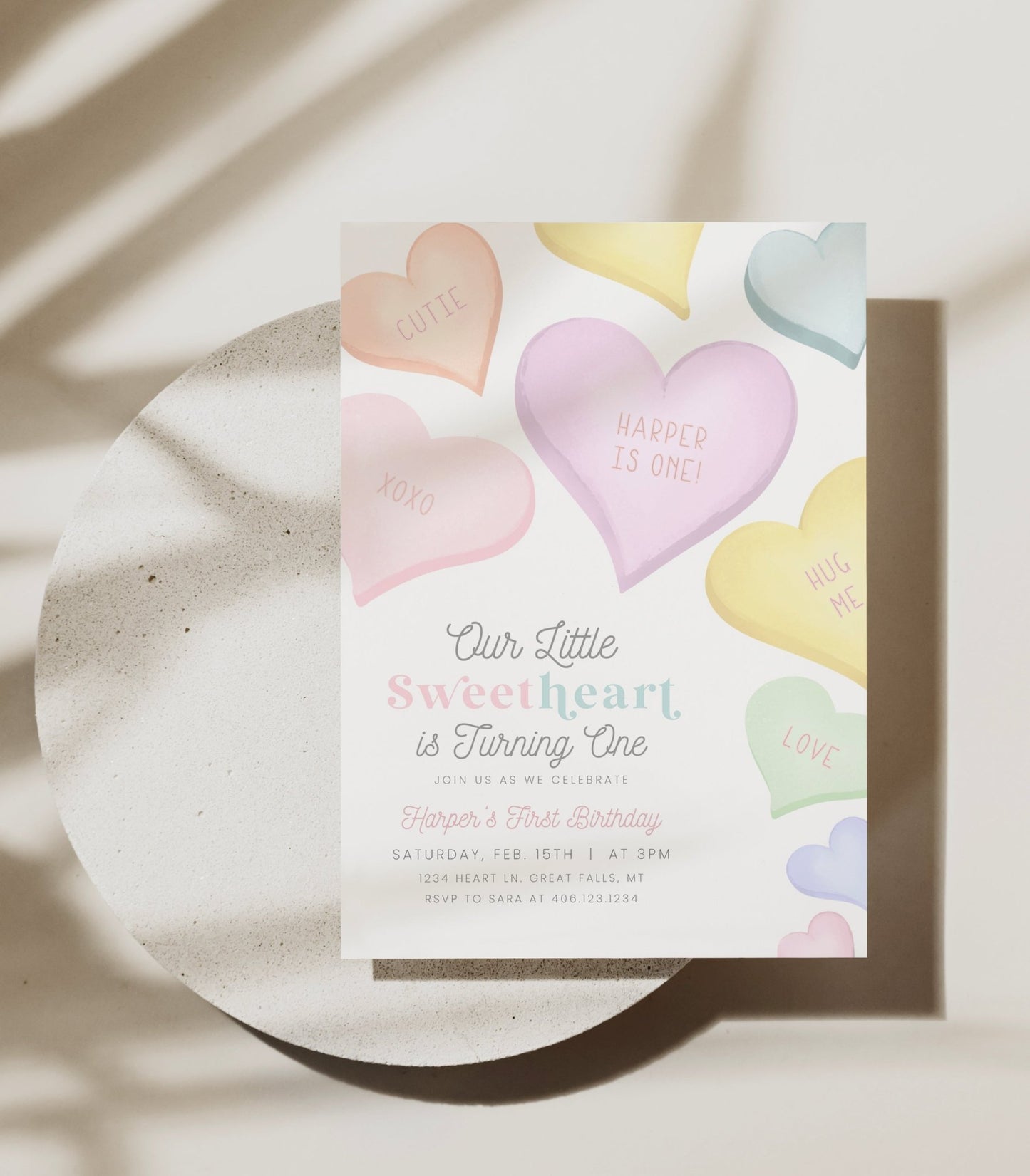 Conversation Heart Birthday Invitation Printable - High Peaks Studios