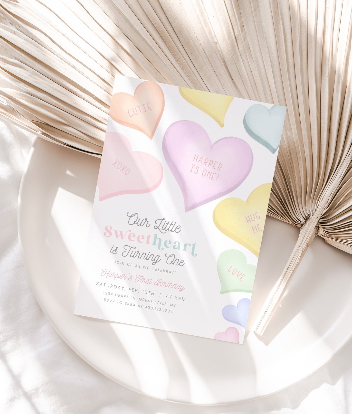 Conversation Heart Birthday Invitation Printable - High Peaks Studios