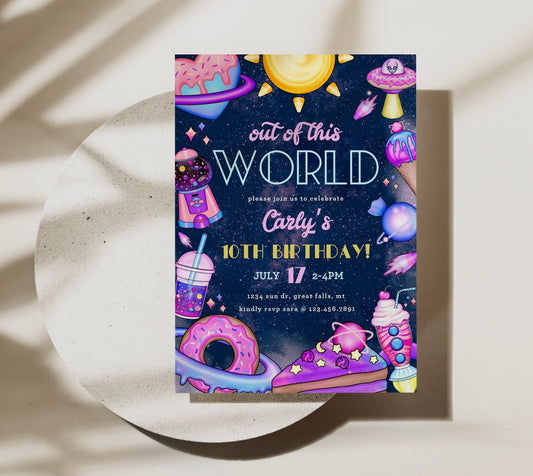 Cosmic Candy Birthday Invitation Printable - High Peaks Studios