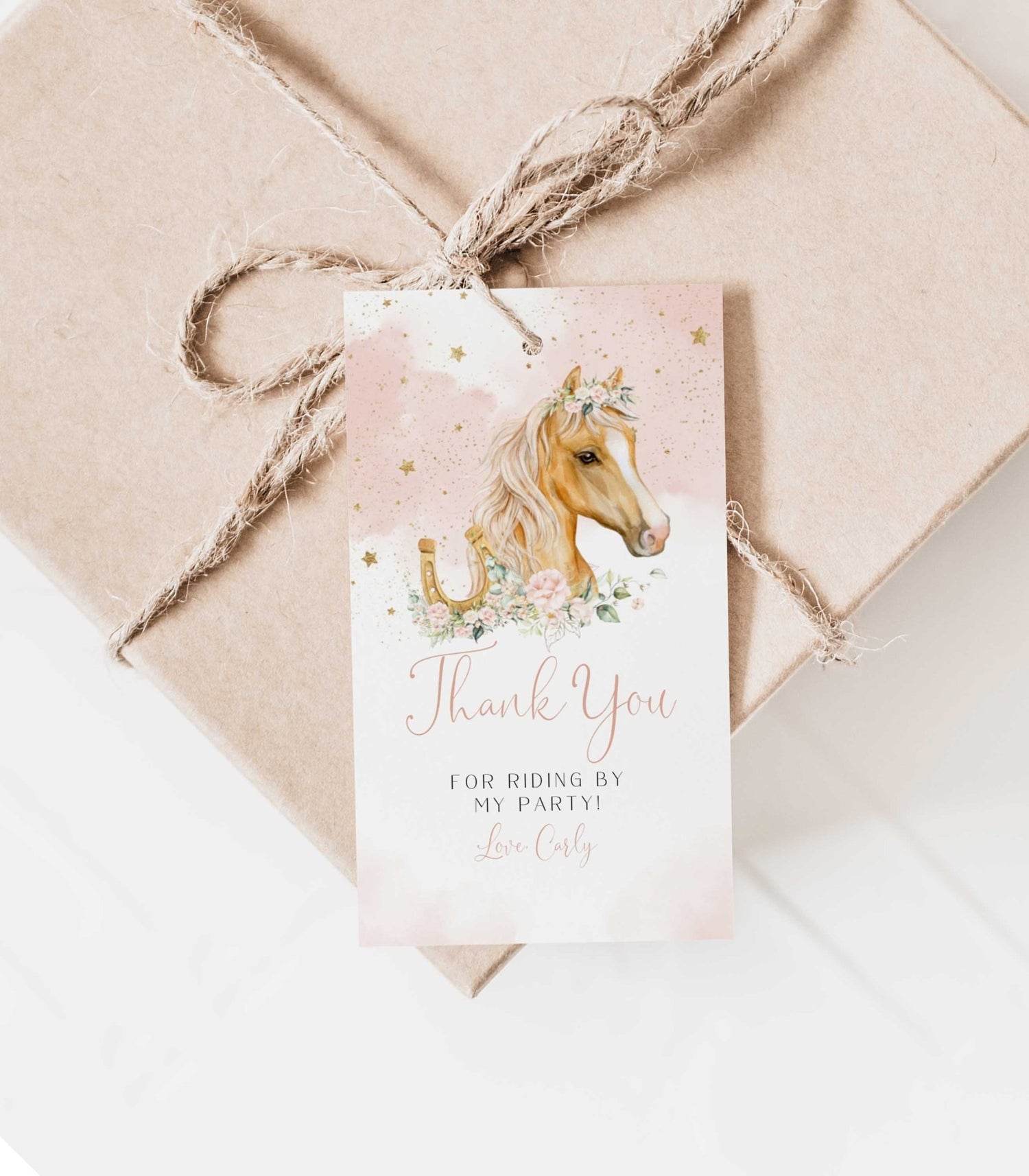 Cowgirl Horse Rectangle Favor Tags - High Peaks Studios