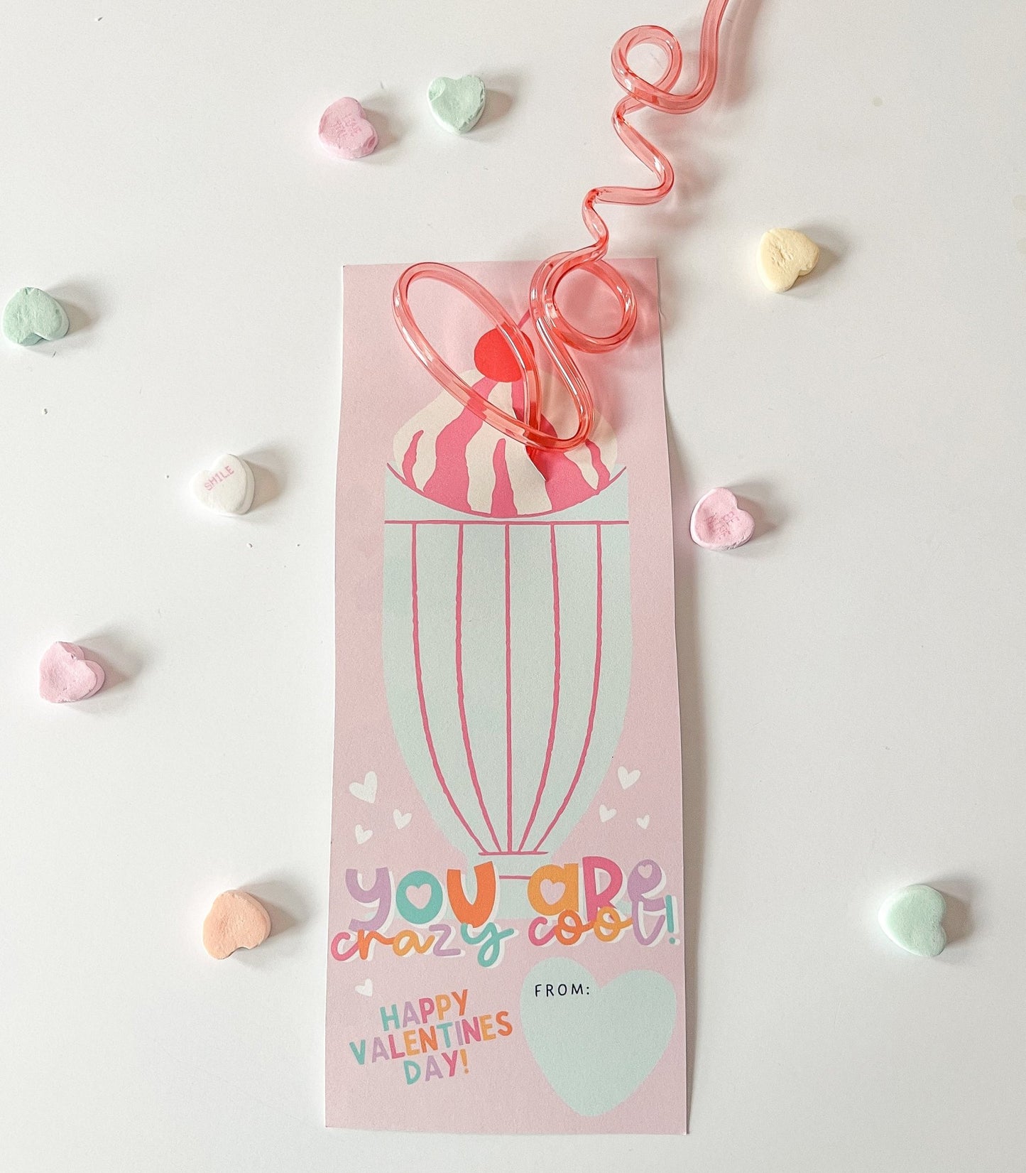 Crazy Straw Valentines Day Tag Printables - High Peaks Studios